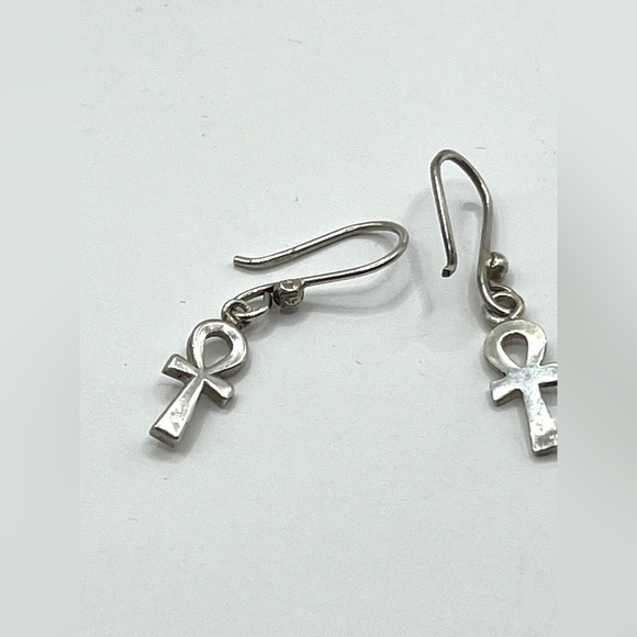 Ankh Symbol Earrings Vintage Dangle  Key of Life 925 Sterling Silver - Picture 9 of 11